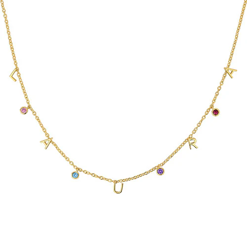 Dainty Name with Birthstones Choker Necklace - Image 4
