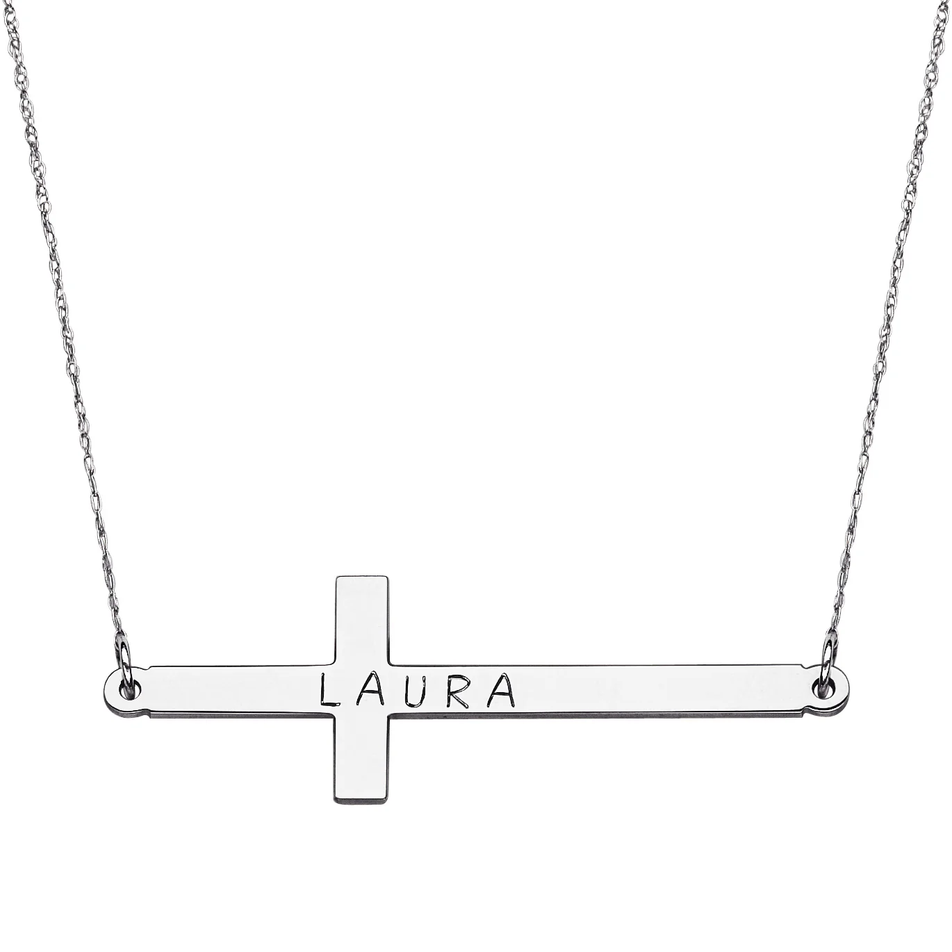 ELIZABETH EDMONDS Sterling Silver Name Cross Necklace