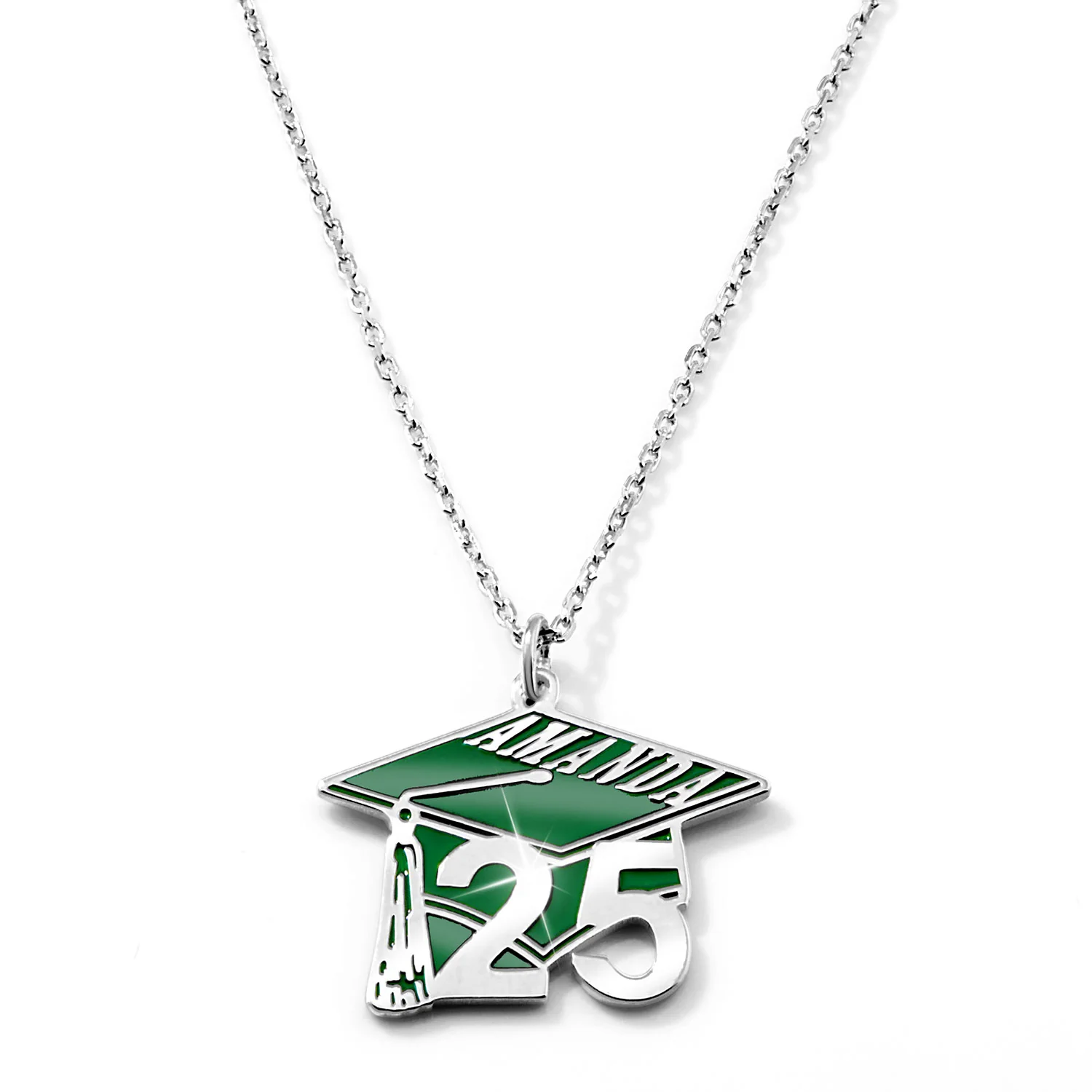 Enamel Graduation Cap with Name and Year Freestyle Class/ Graduation Necklace - Image 2
