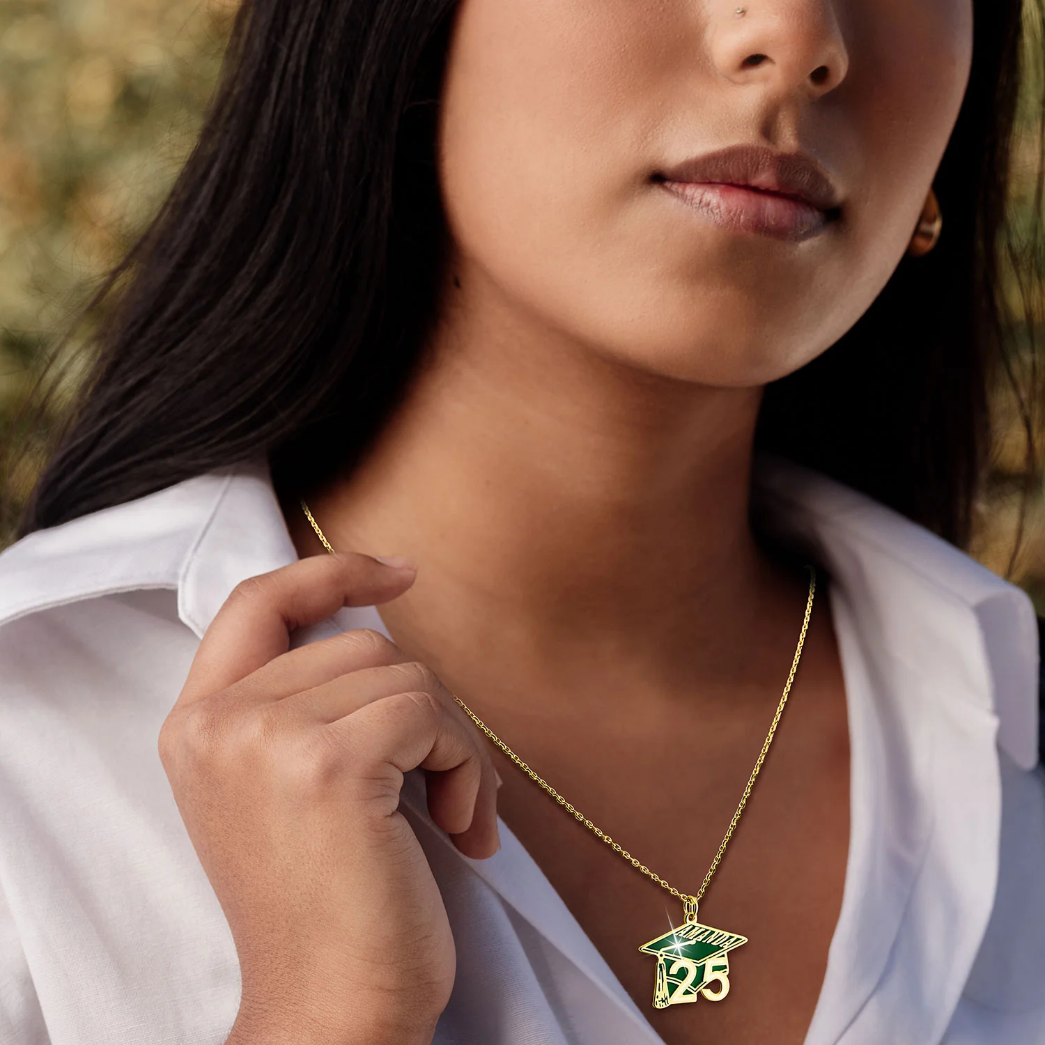 Enamel Graduation Cap with Name and Year Freestyle Class/ Graduation Necklace - Image 3