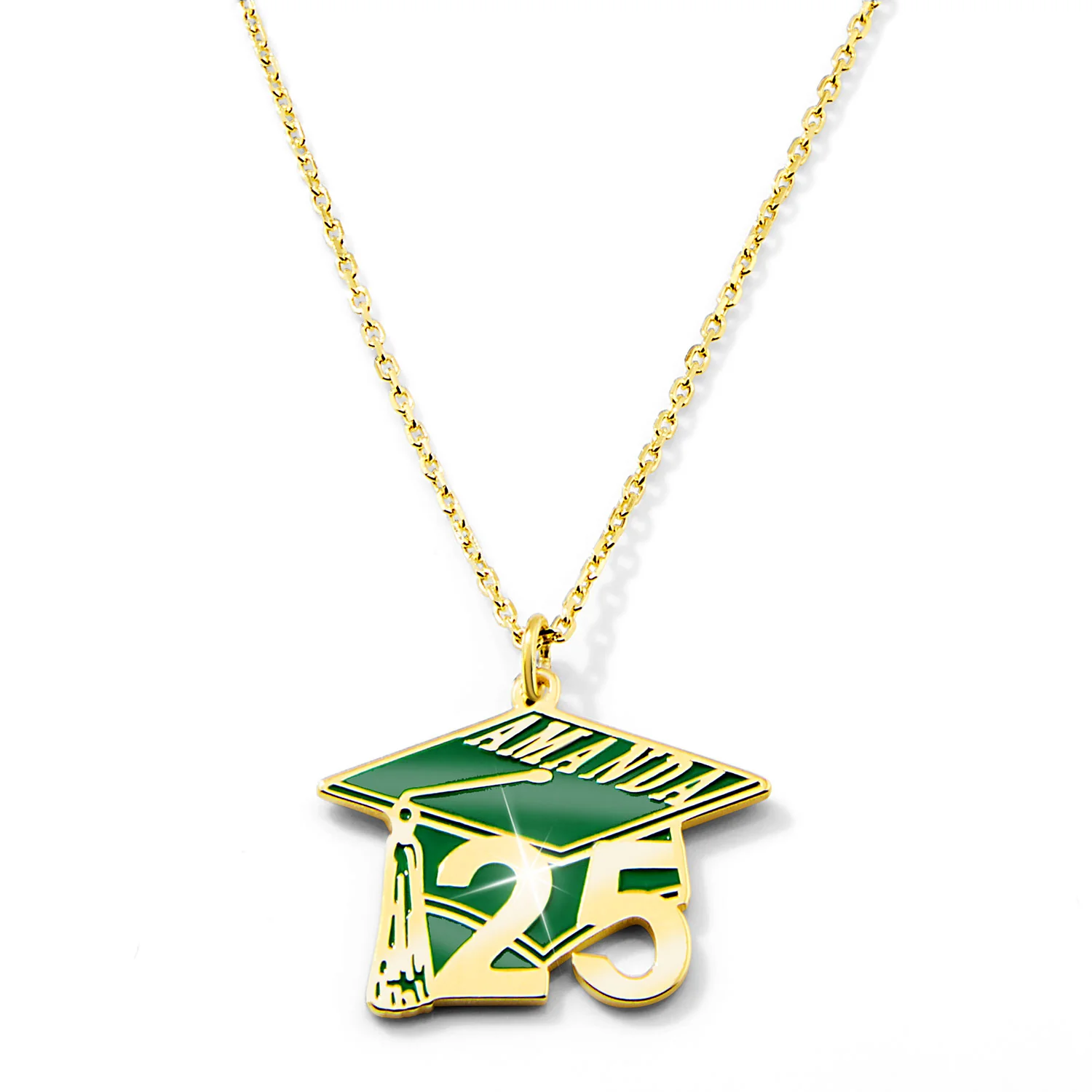Enamel Graduation Cap with Name and Year Freestyle Class/ Graduation Necklace - Image 4