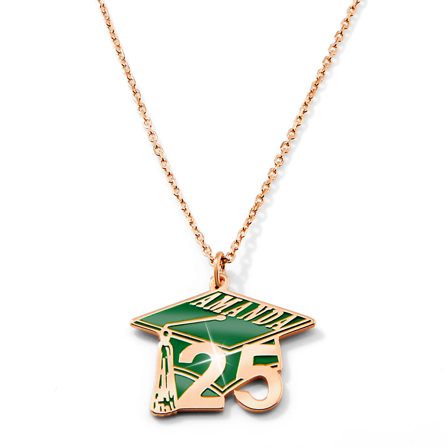 Enamel Graduation Cap with Name and Year Freestyle Class/ Graduation Necklace - Image 5