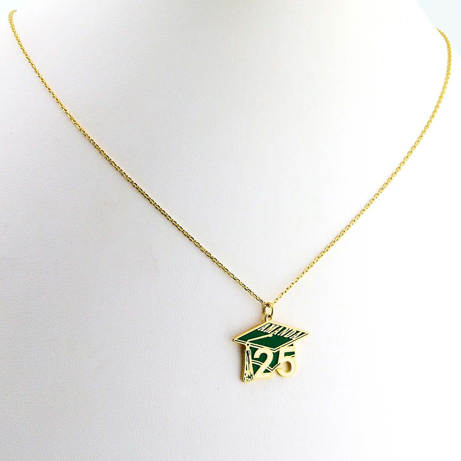 Enamel Graduation Cap with Name and Year Freestyle Class/ Graduation Necklace - Image 6
