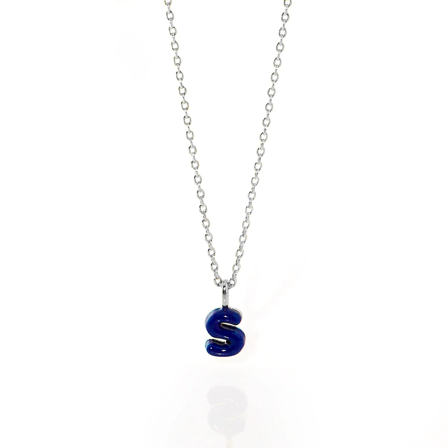 Enamel Mini Uppercase Balloon Initial Necklace - Image 4