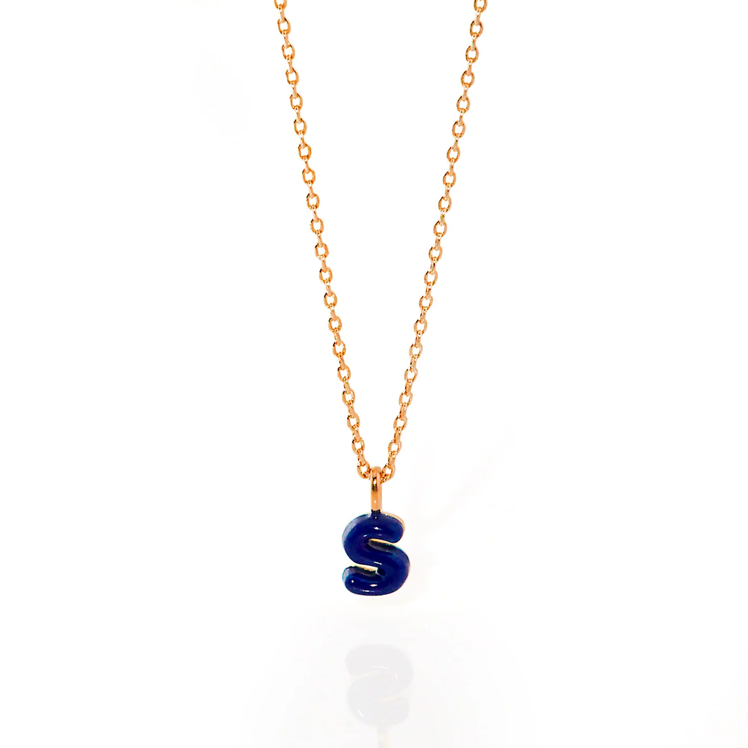 Enamel Mini Uppercase Balloon Initial Necklace - Image 5