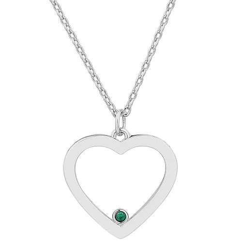 Enamel Open Heart with Birthstones Necklace - 1 to 5 stones - Image 7