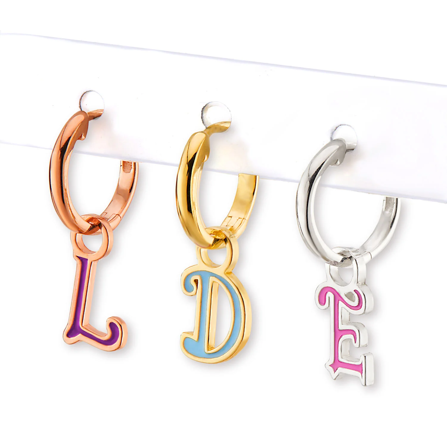 Enamel Uppercase Initial Huggie Hoop Earrings