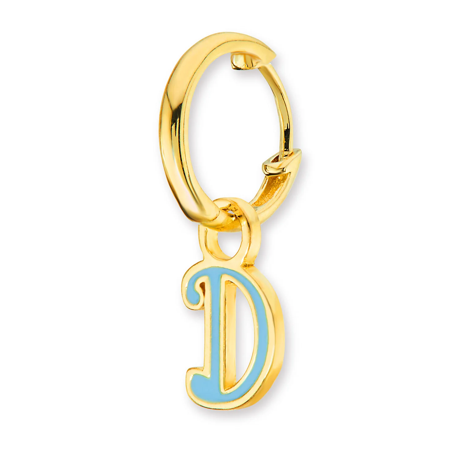 Enamel Uppercase Initial Huggie Hoop Earrings - Image 3