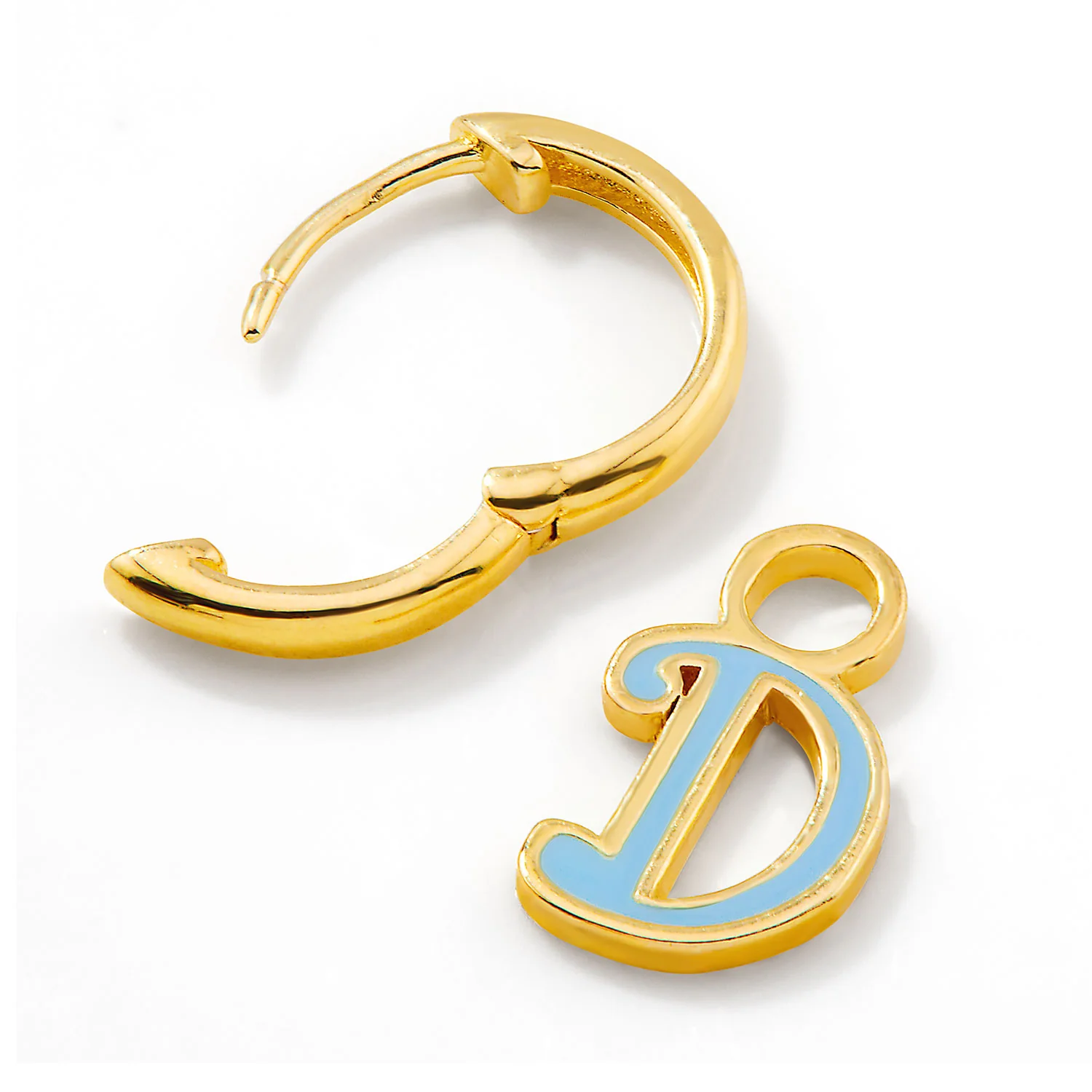 Enamel Uppercase Initial Huggie Hoop Earrings - Image 5