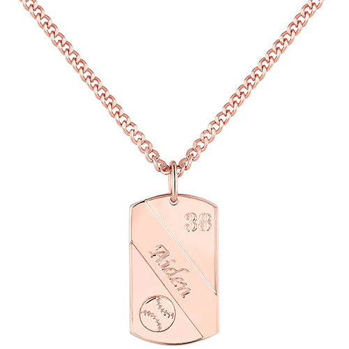 Personalized  Banner Baseball Dog Tag 20" Curb Chain Necklace - available in 4 colors - Image 4