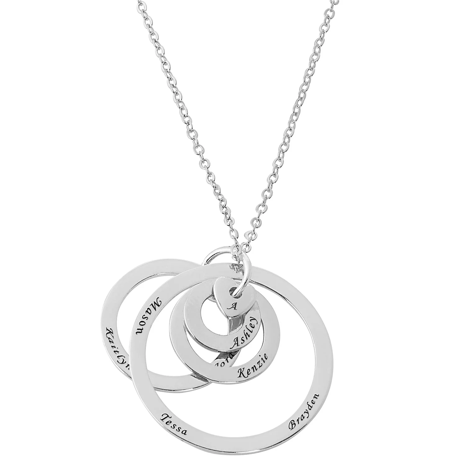 Engraved Concentric Circle Pendant with Heart Necklace - Image 2
