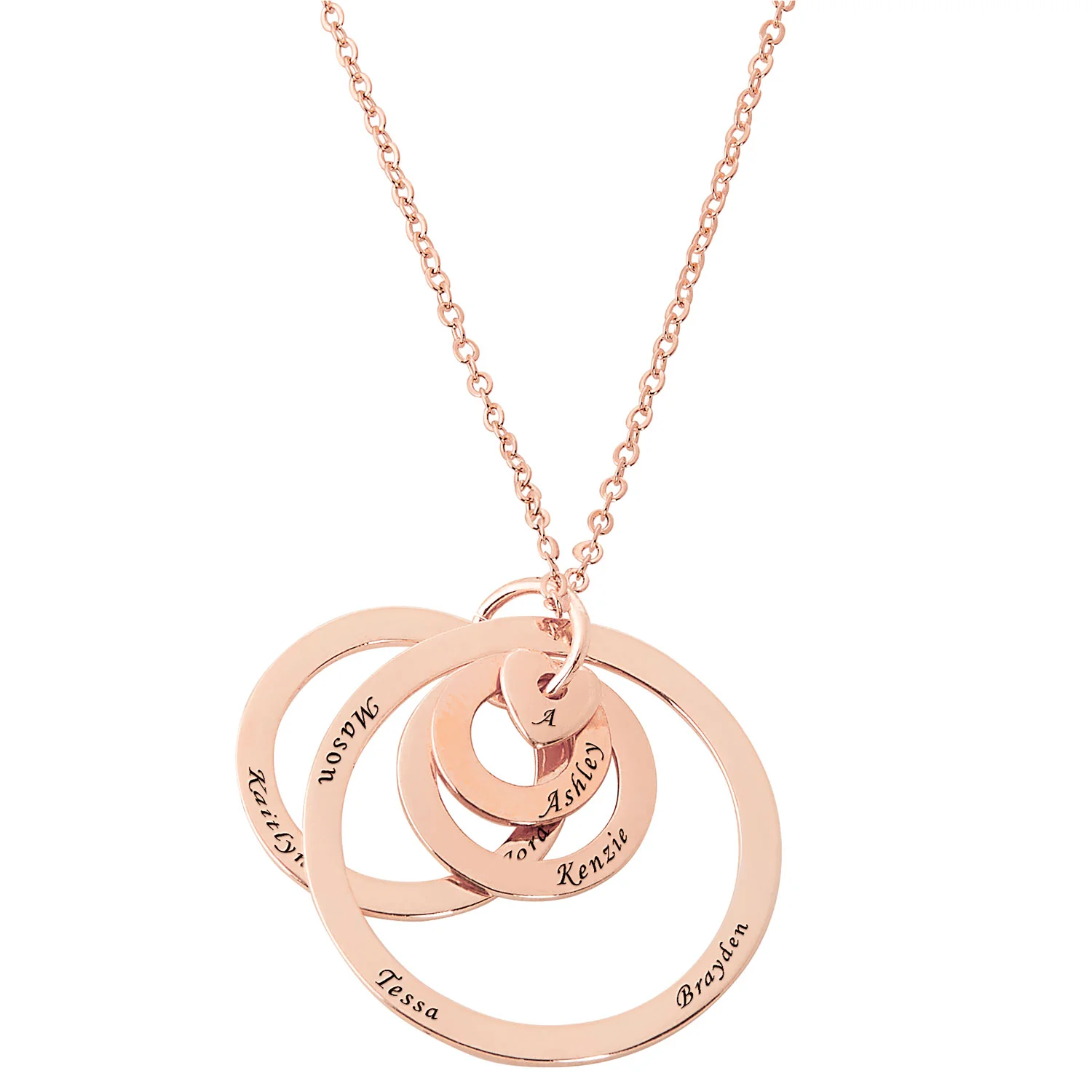Engraved Concentric Circle Pendant with Heart Necklace - Image 5