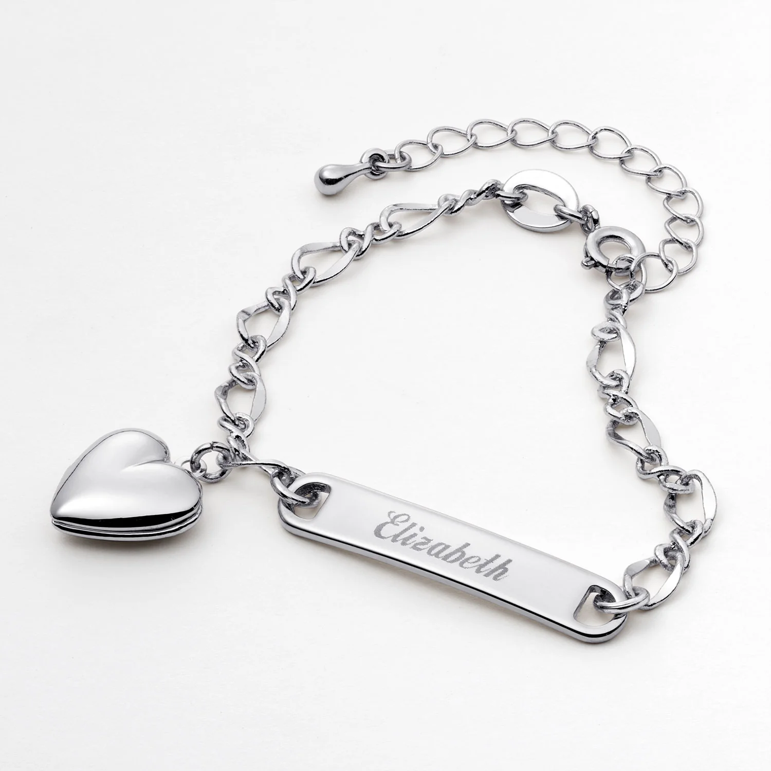 Engraved Kid's ID Bracelet with Heart Locket - Image 3