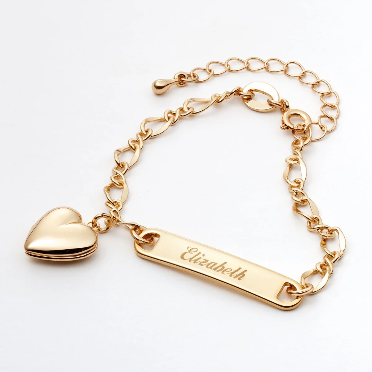Engraved Kid's ID Charm Bracelet with Heart Locket - Image 3