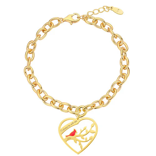 Engraved Memorial Heart with Cardinal Bracelet - Image 4