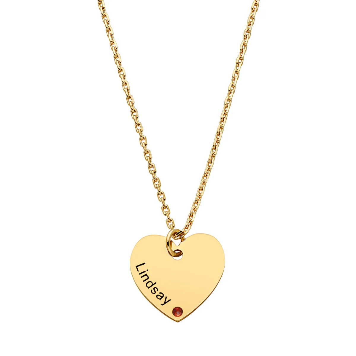 Engraved Name and Birthstone Mini Heart Necklace - Image 2
