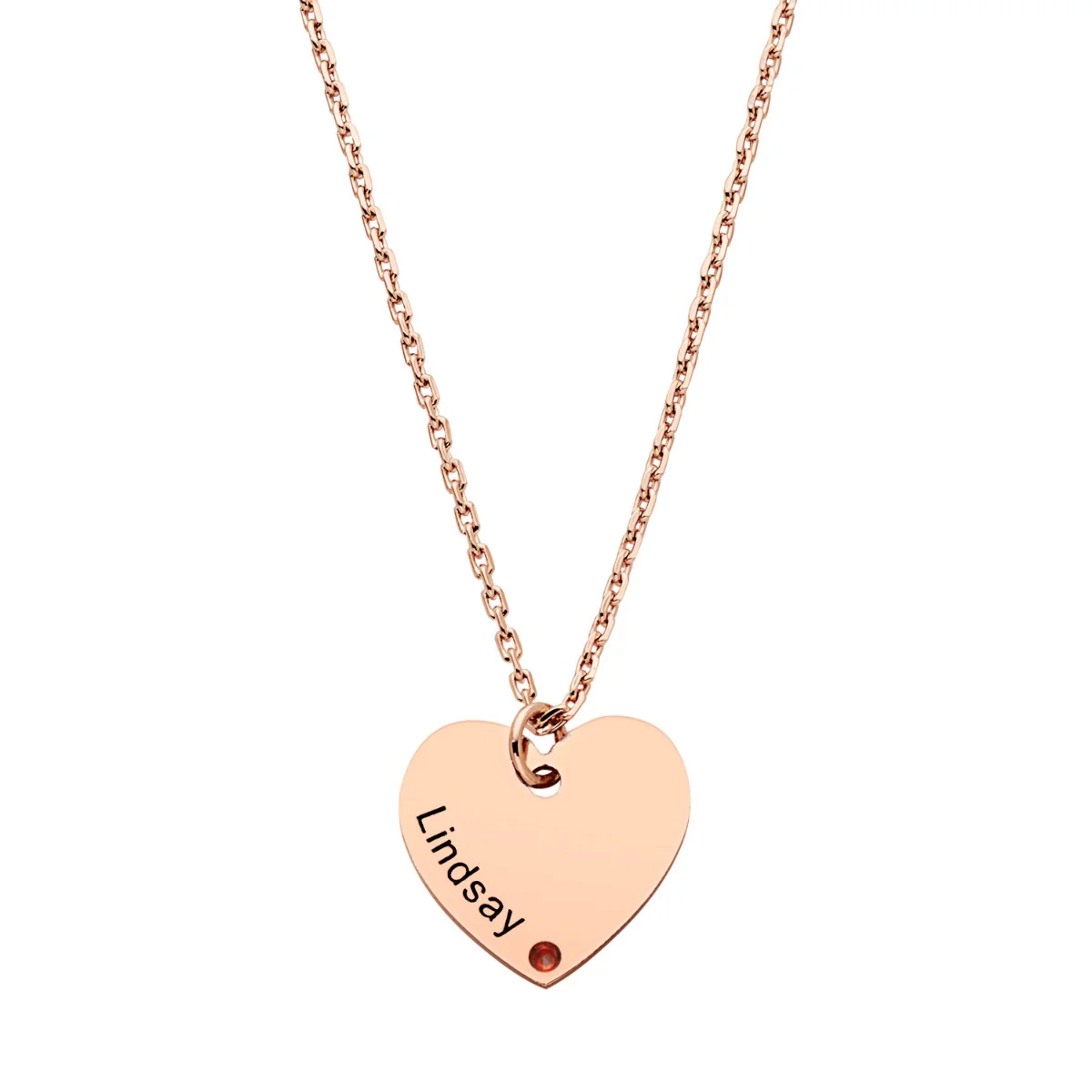 Engraved Name and Birthstone Mini Heart Necklace - Image 6