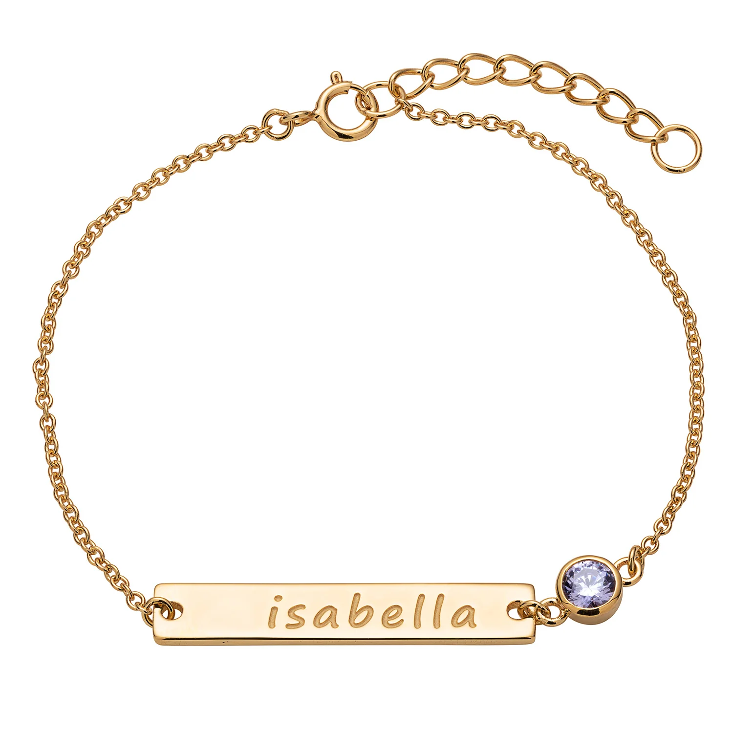 Engraved Name Bar and Birthstone Bracelet - Image 3