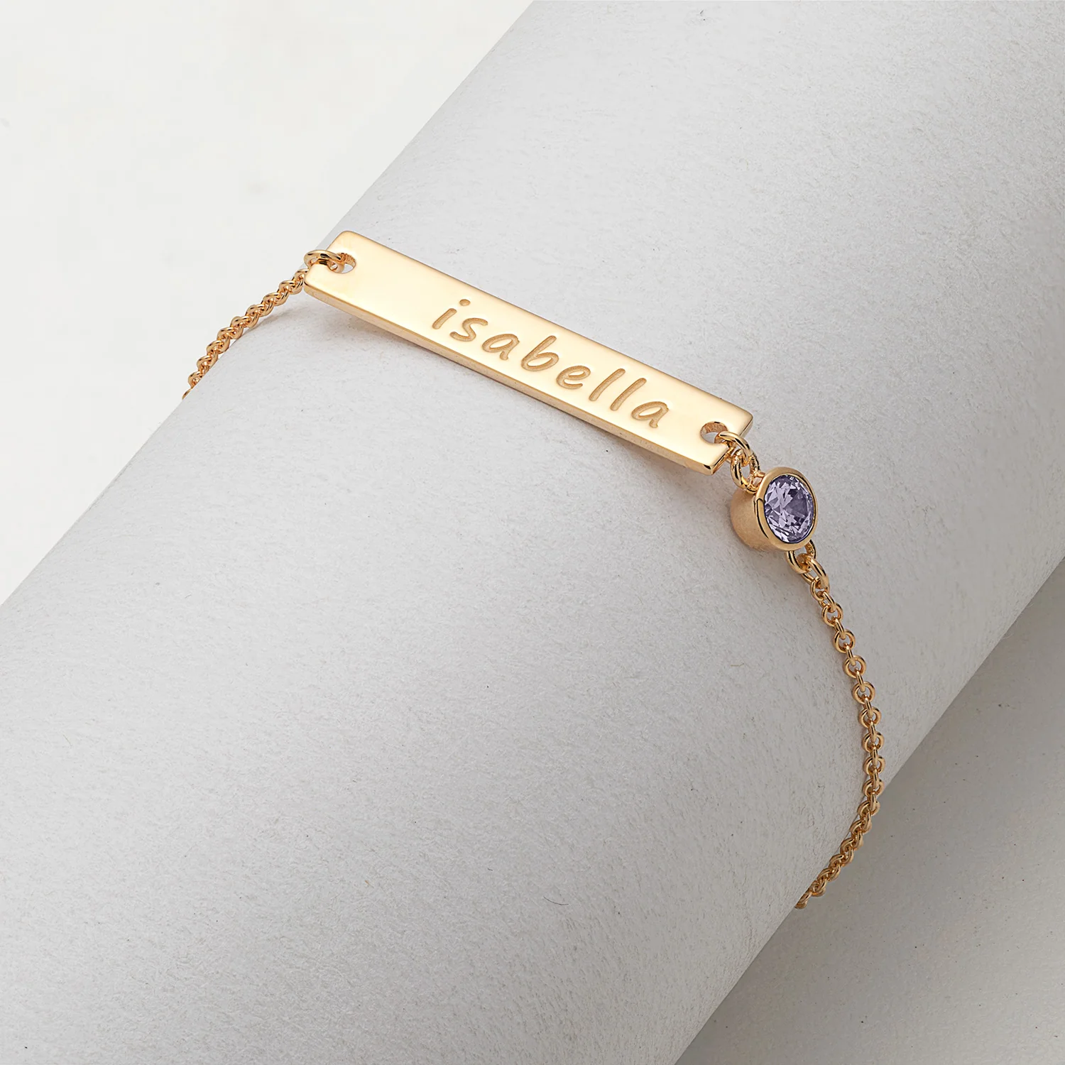 Engraved Name Bar and Birthstone Bracelet - Image 4