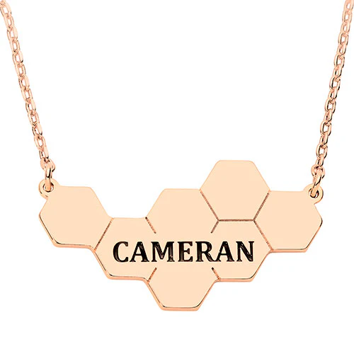Engraved Name Honeycomb Necklace - Image 6