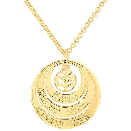 Engraved Nesting Circles with Tree of Life Necklace - Image 4
