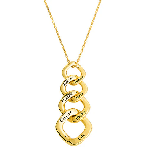 Engraved Open Link Pendant Necklace - Image 4