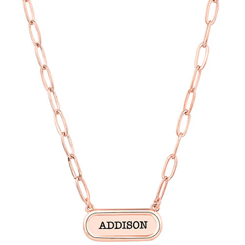 Engraved Petite Bar Paperclip Chain Necklace - Image 6