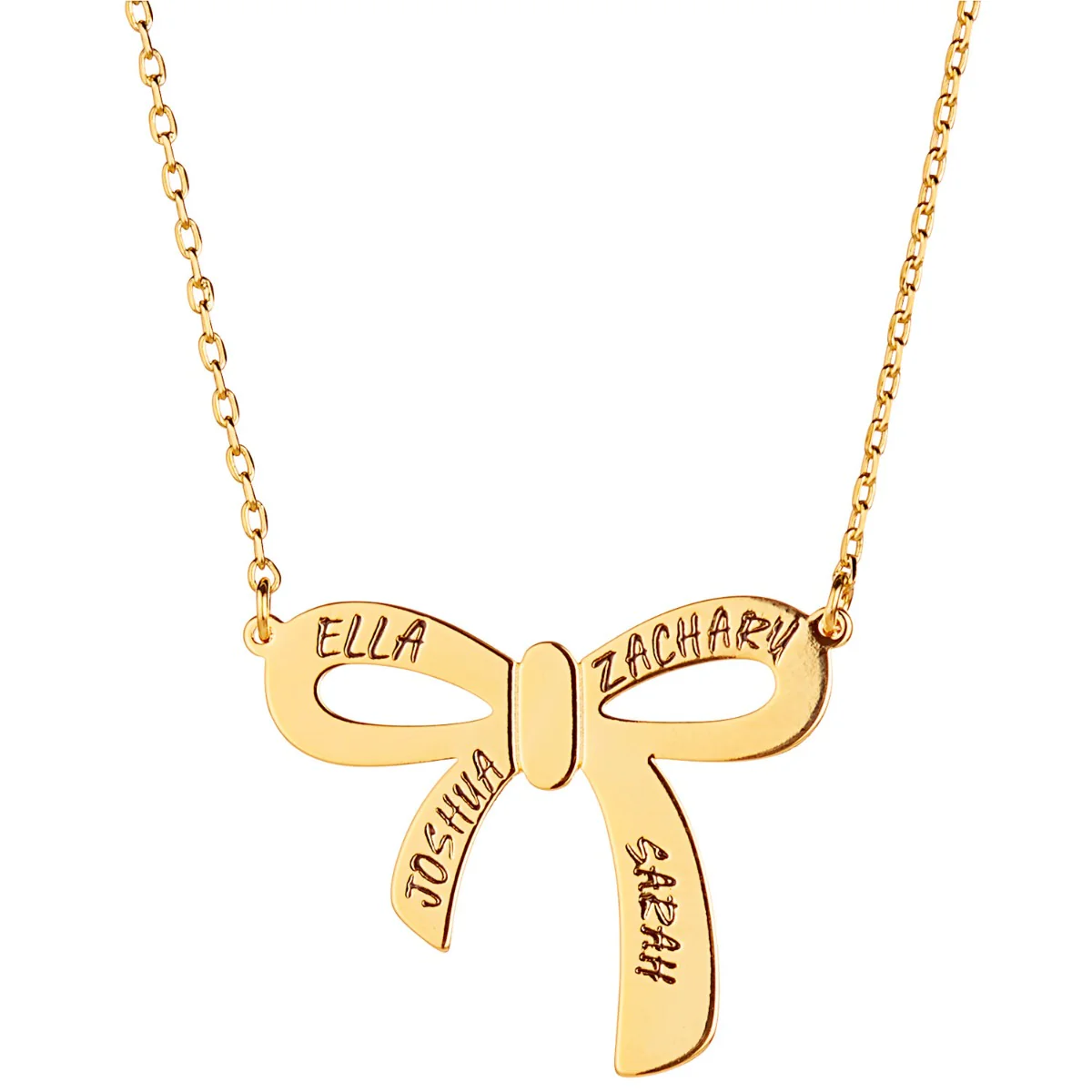 Engraved Ribbon Bow Necklace - Image 4