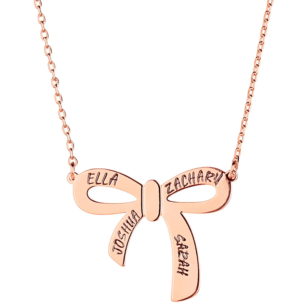 Engraved Ribbon Bow Necklace - Image 6