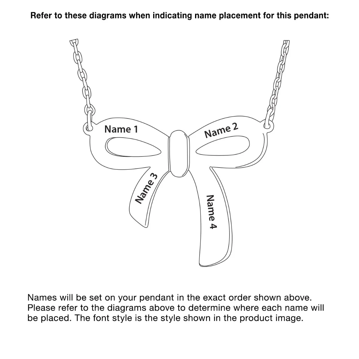 Engraved Ribbon Bow Necklace - Image 8