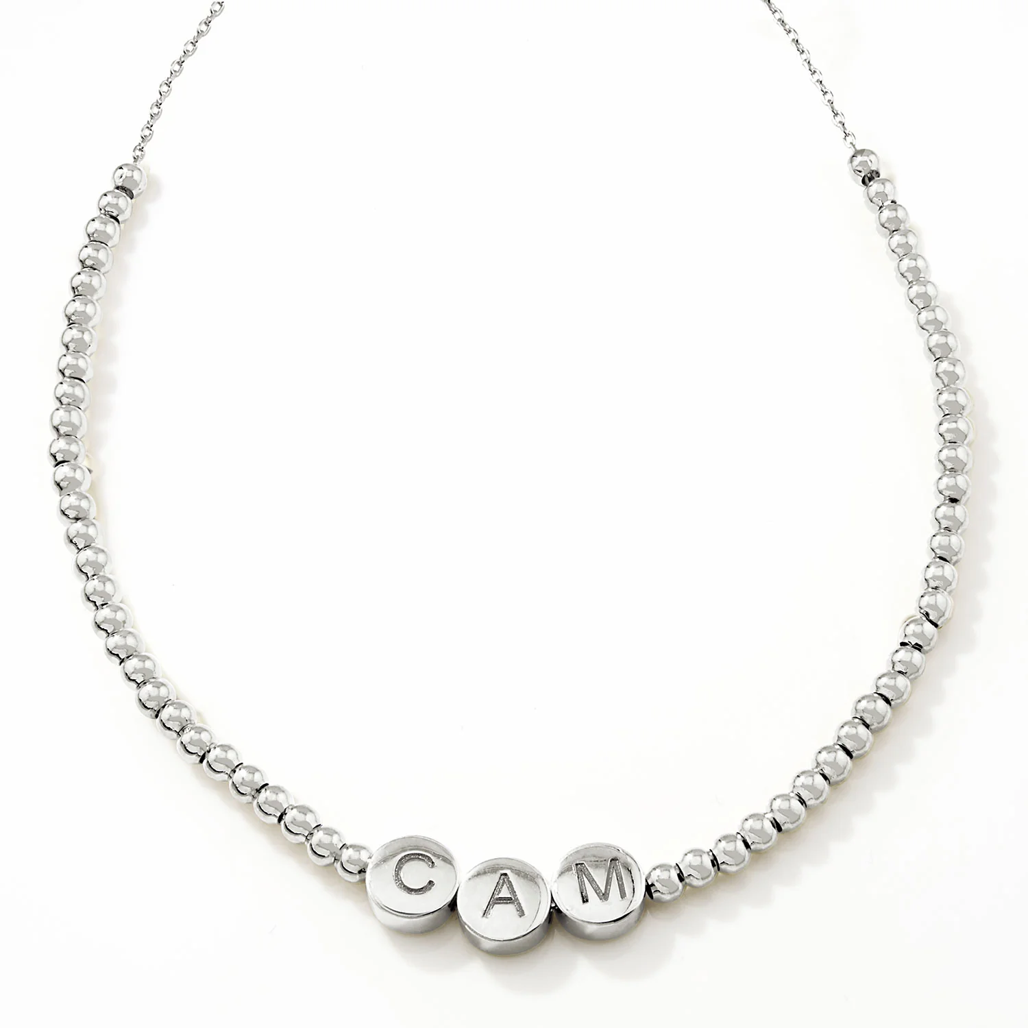 Engraved Slider Charms Station Beaded Necklace - Image 2