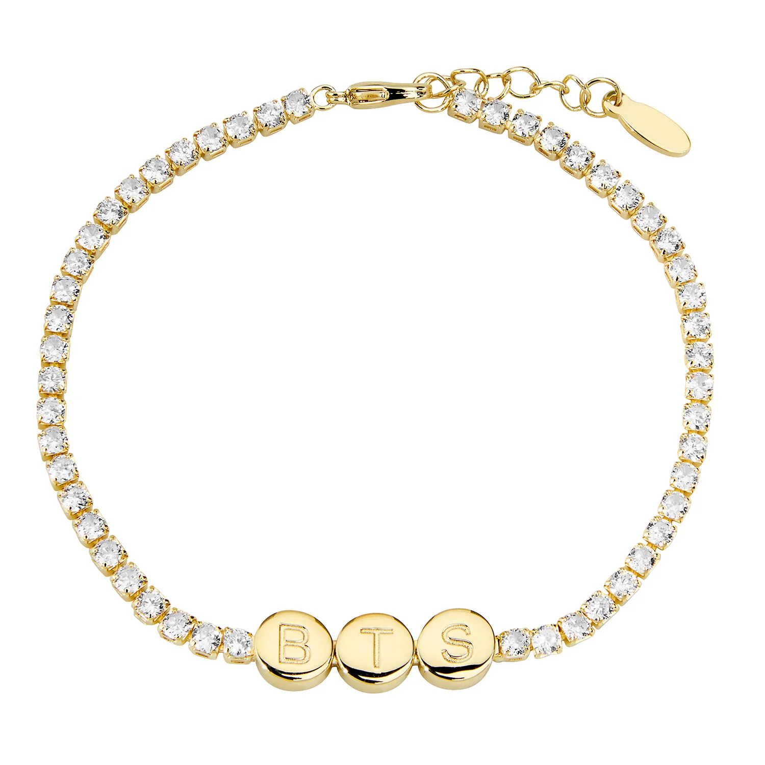 Engraved Slider Charms Station CZ Tennis Bracelet - Image 3