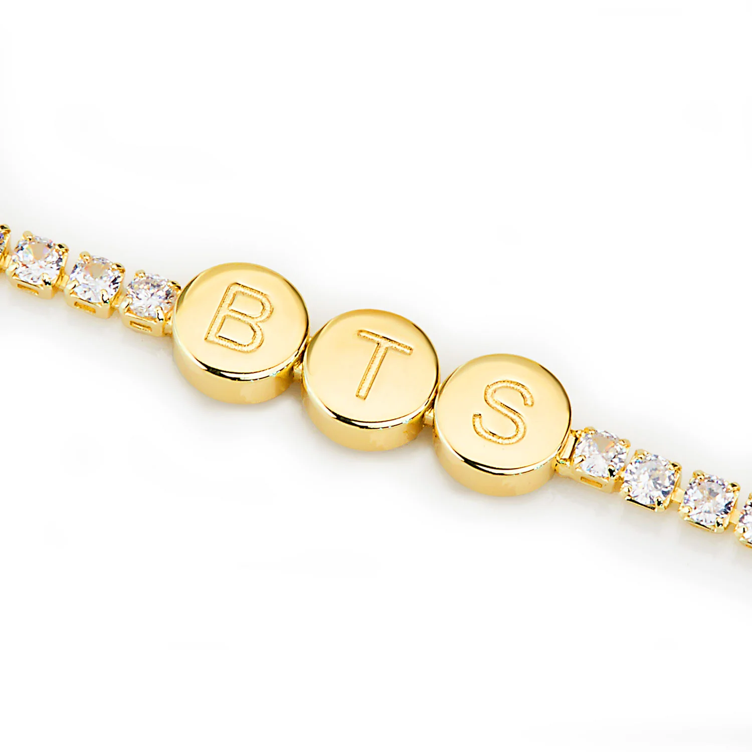 Engraved Slider Charms Station CZ Tennis Necklace - Image 5