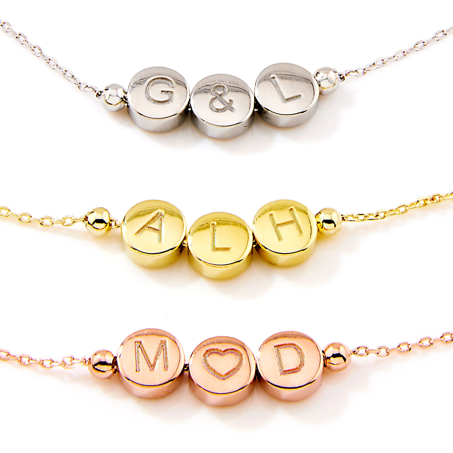 Engraved Slider Charms Station Necklace