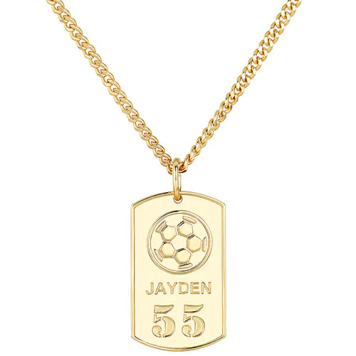 Personalized Soccer Dog Tag 20" Curb Chain Necklace - available in 4 colors - Image 3