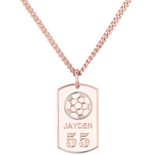 Personalized Soccer Dog Tag 20" Curb Chain Necklace - available in 4 colors - Image 4