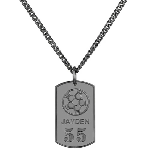 Personalized Soccer Dog Tag 20" Curb Chain Necklace - available in 4 colors - Image 5