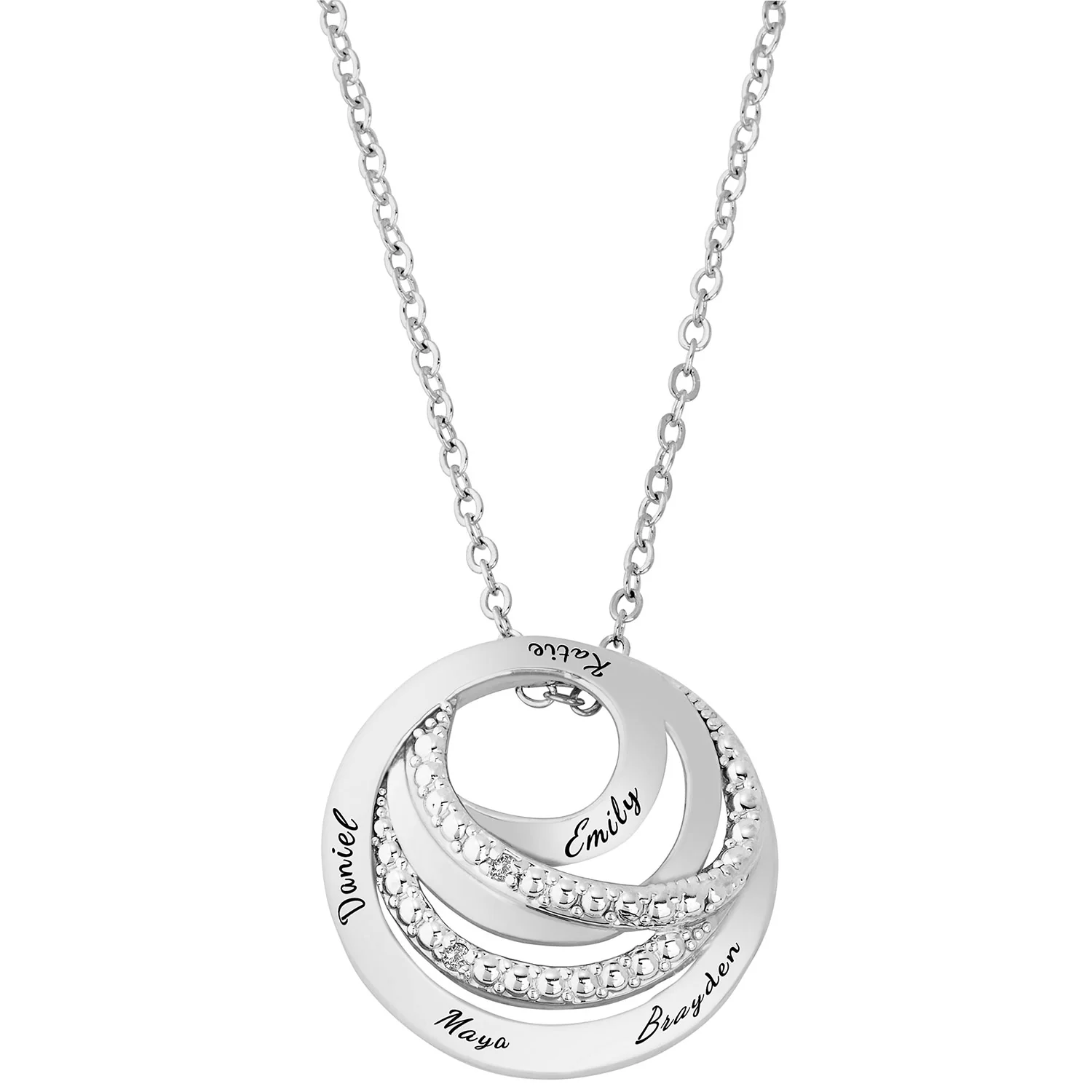 Entwined Engraved Circles with Diamond Accent Necklace - Image 2