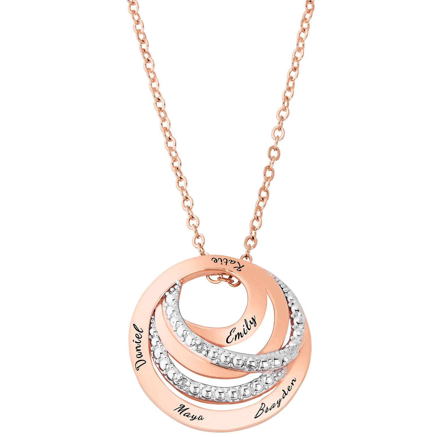 Entwined Engraved Circles with Diamond Accent Necklace - Image 5
