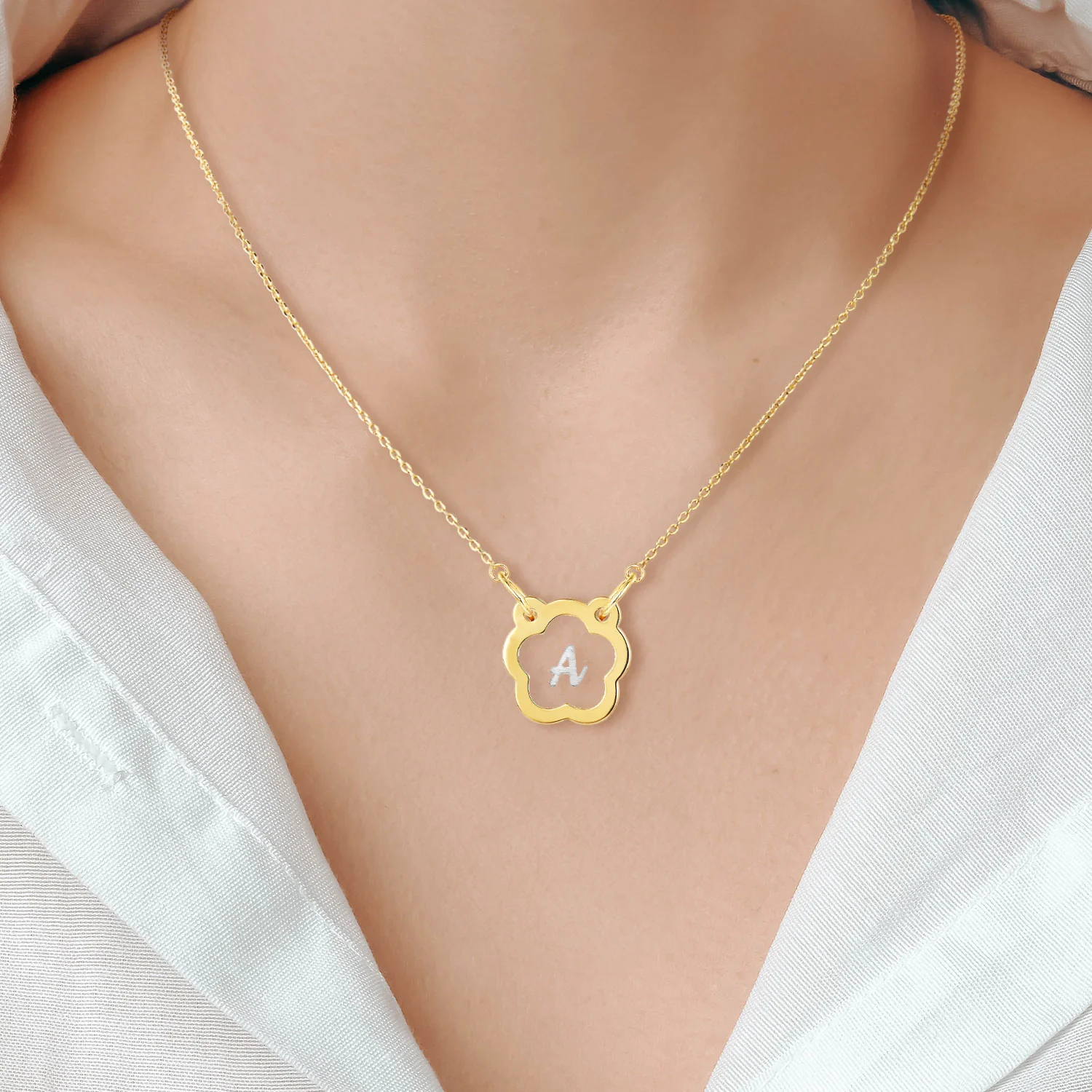 Etched Clear Acrylic Flower Pendant Necklace - Image 3