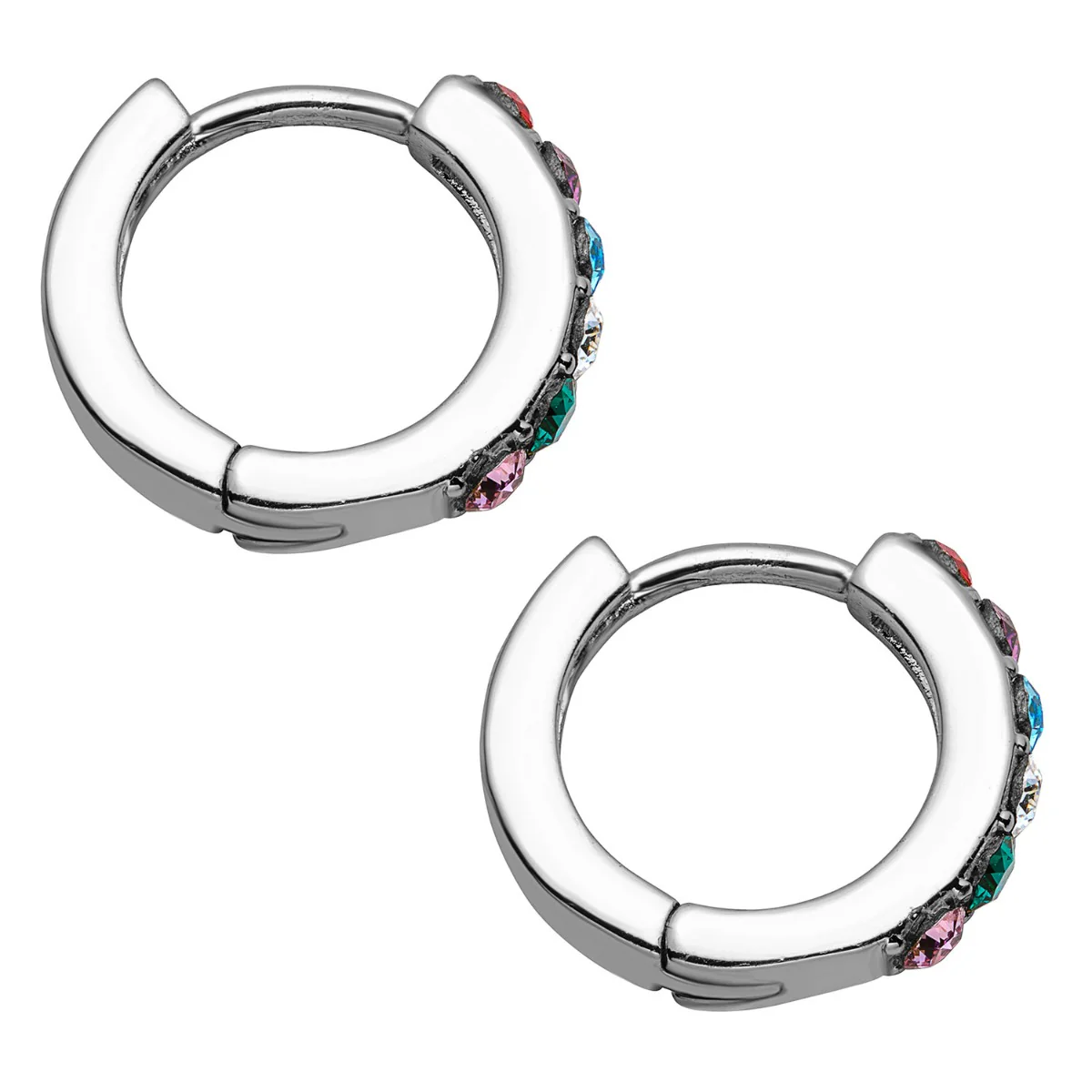 Multi Stone Huggie Hoop Earrings - Image 5