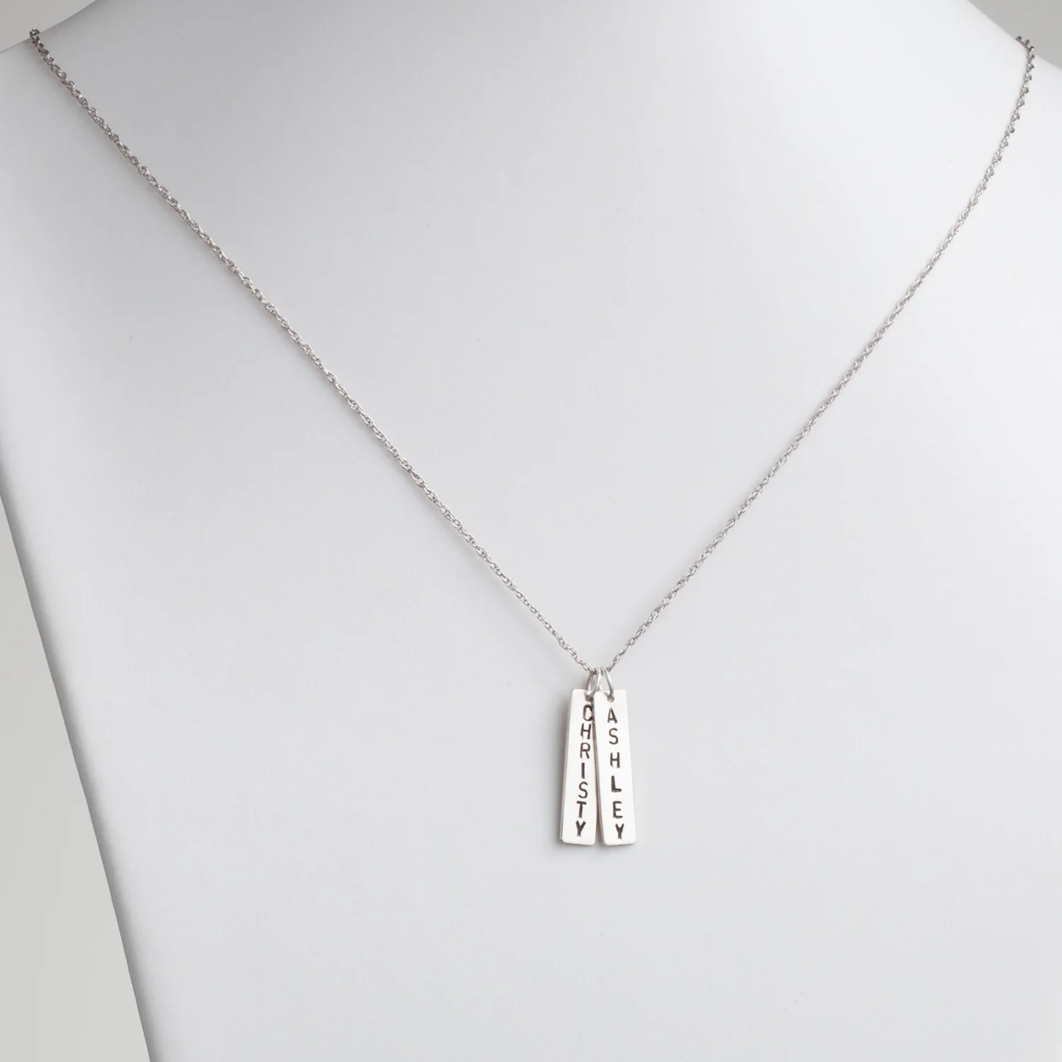 Family, Couples or Sisters Engraved Name Bar Necklace - 2 Names - Image 2