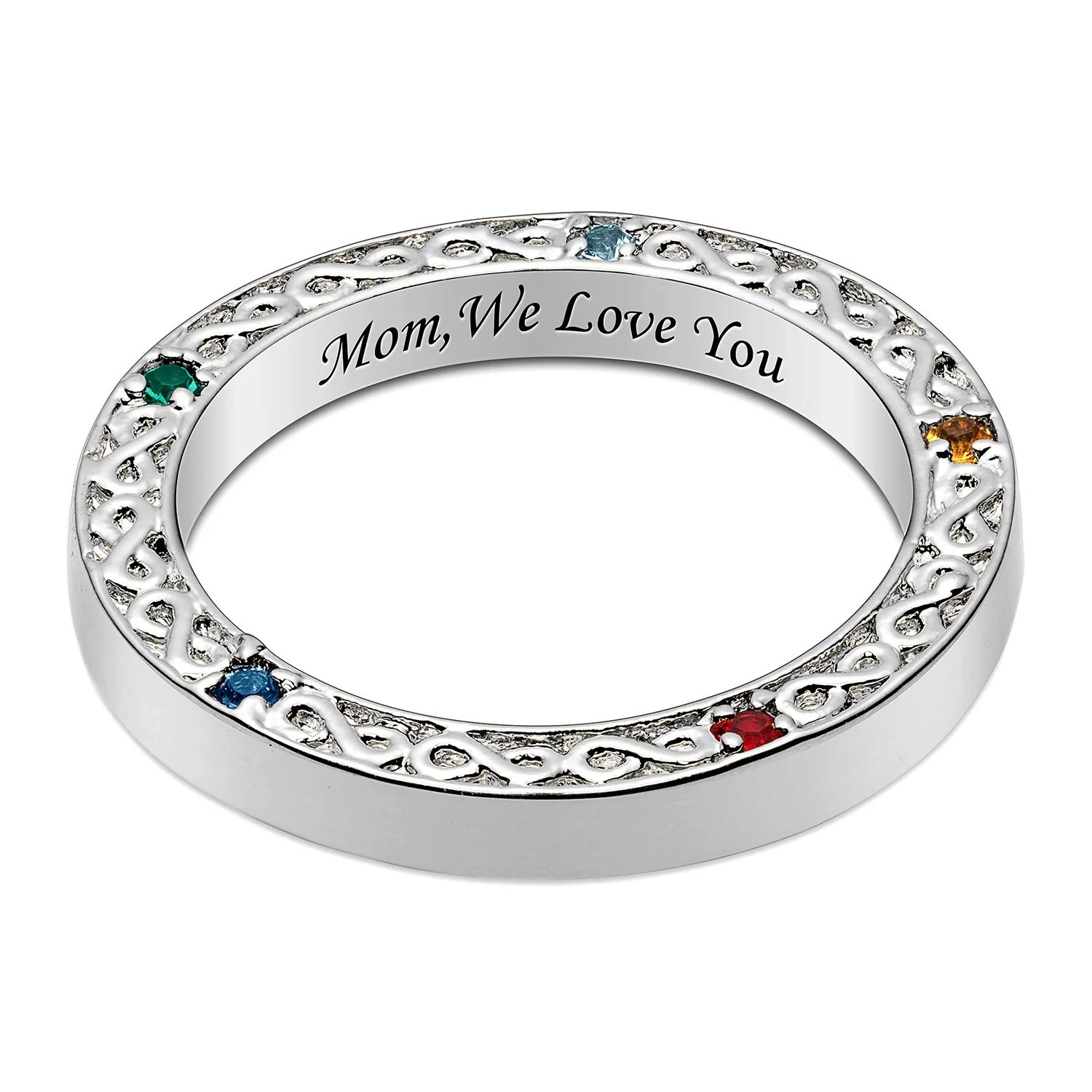 Family Infinity Engraved Birthstone Band - Image 2