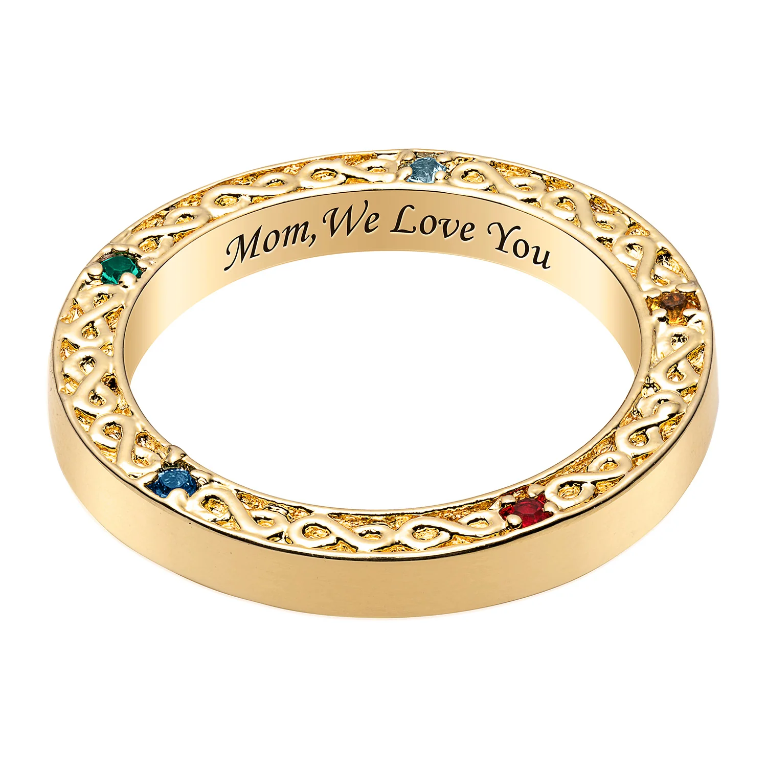 Family Infinity Engraved Birthstone Band - Image 2