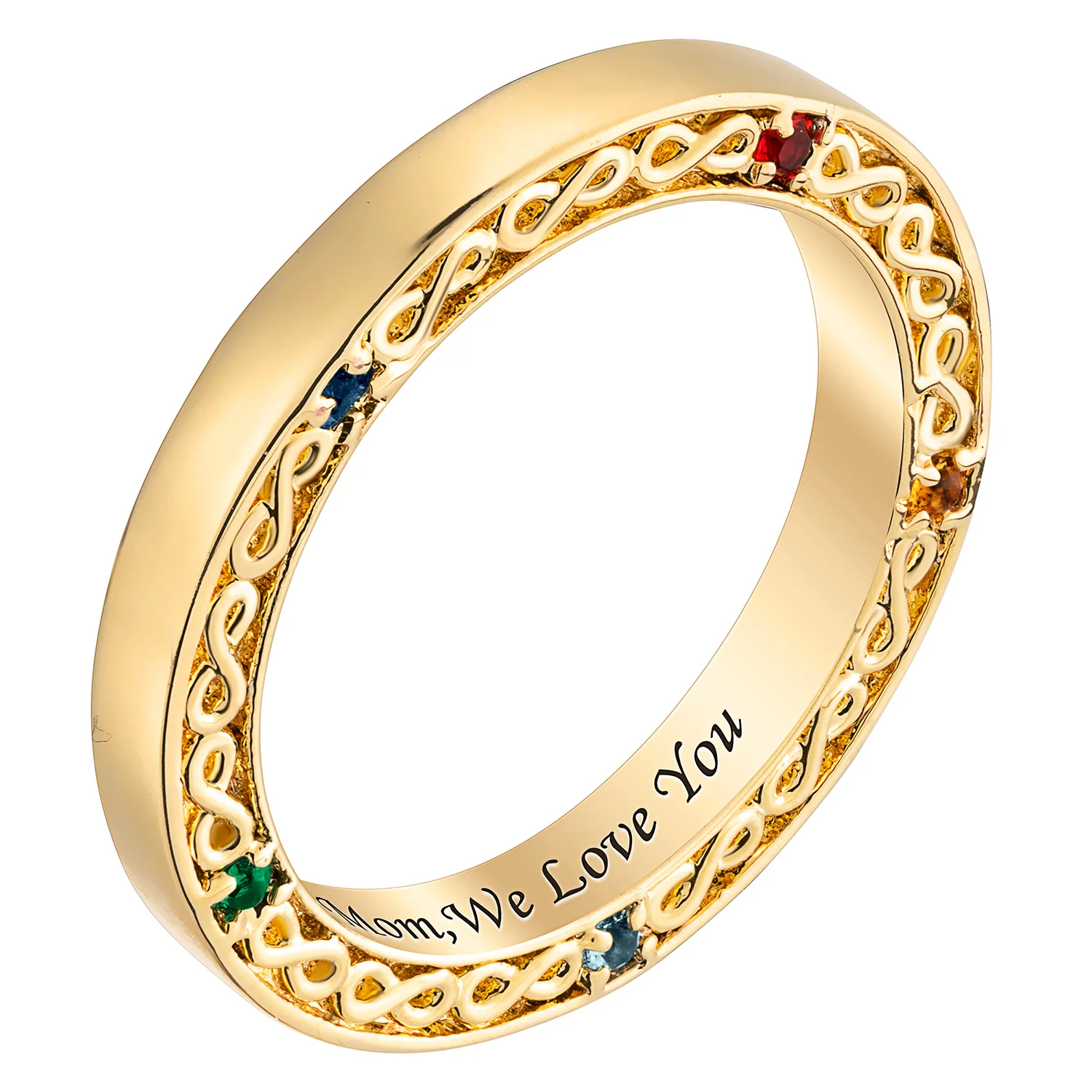 Family Infinity Engraved Birthstone Band - Image 3