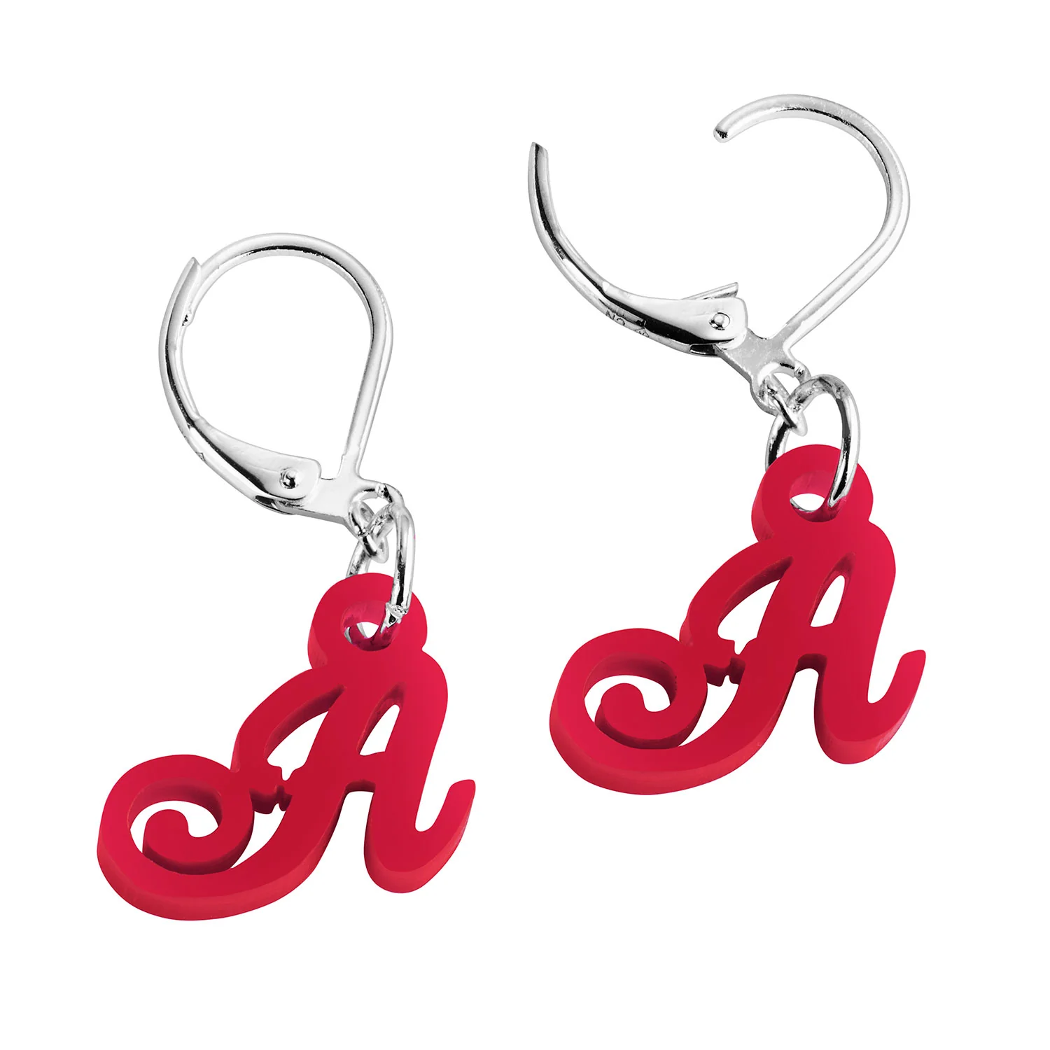 Fancy Script Acrylic Initial Dangle Drop Earrings - Image 3