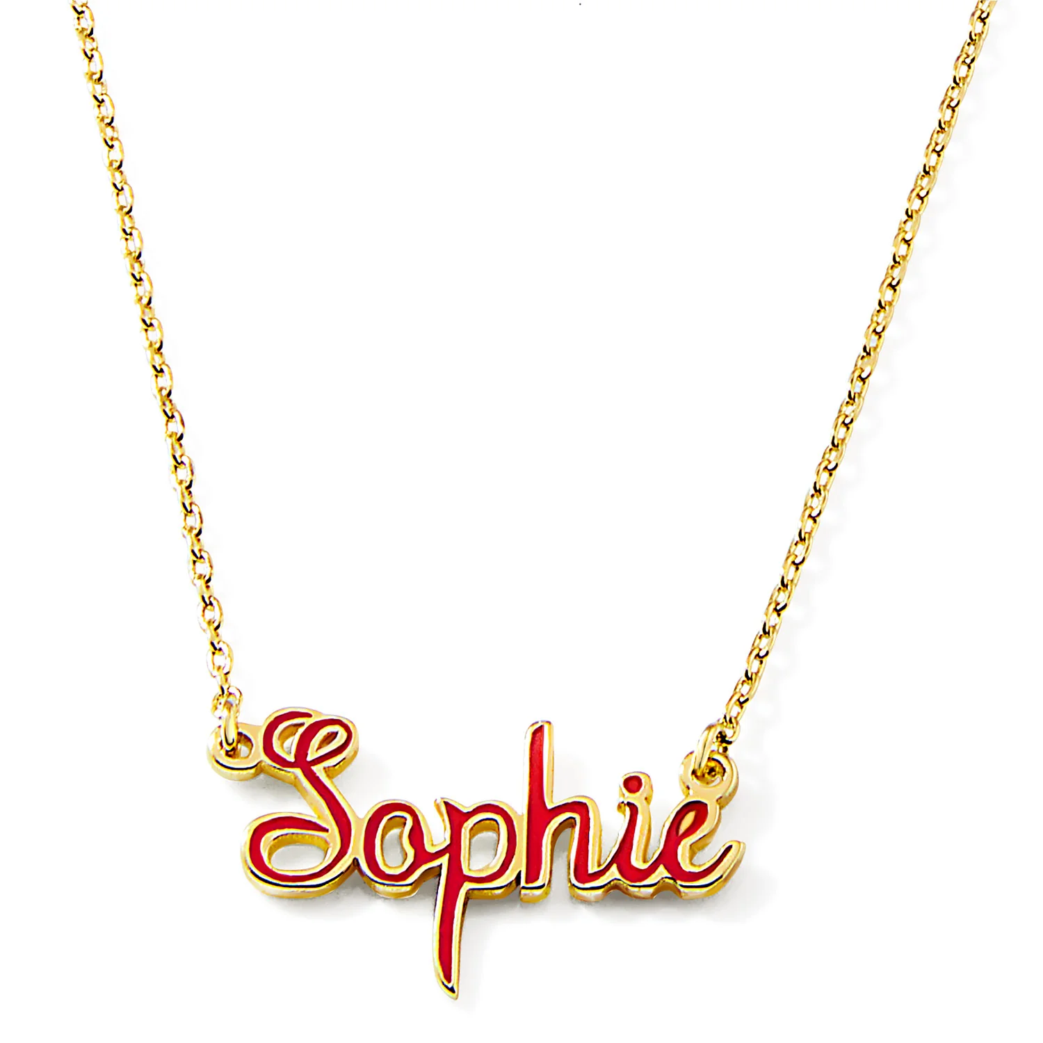 Fancy Script Enamel Name Necklace - Image 3