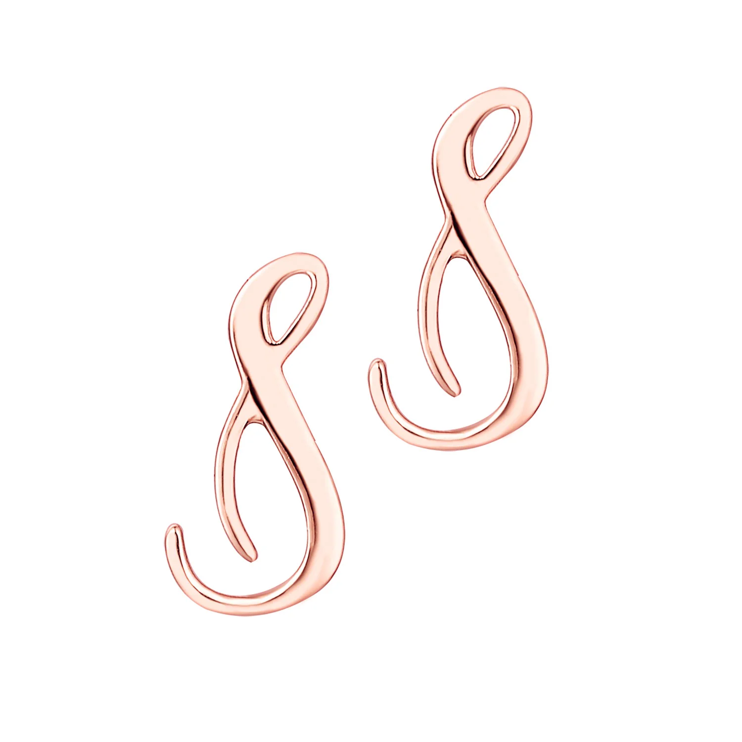 Fancy Script Initial Button Earrings - Image 5