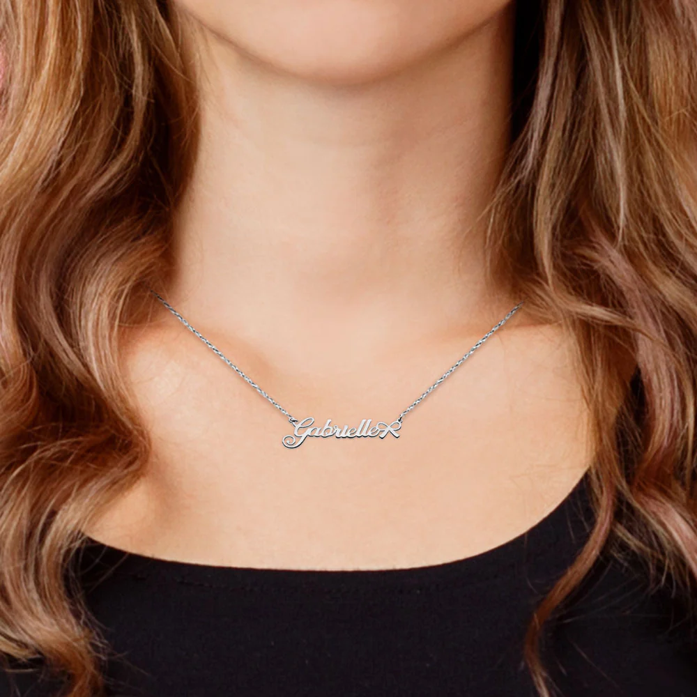 Fancy Script Name with Bow Necklace - Image 3