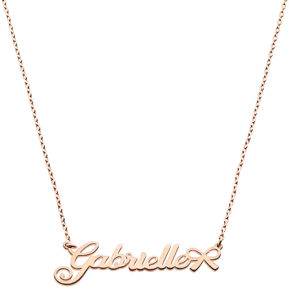 Fancy Script Name with Bow Necklace - Image 6